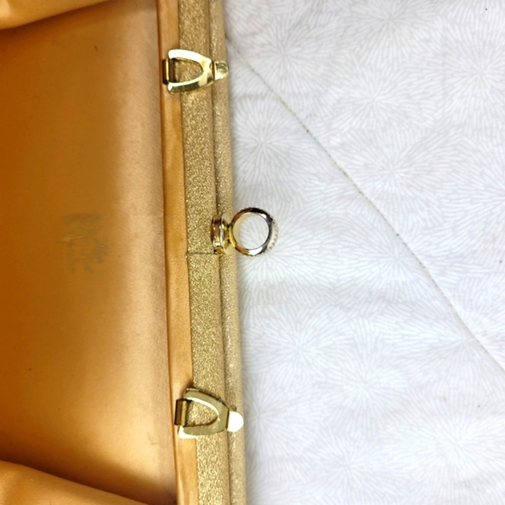 After Five 1950's Vintage Elegant Gold Clutch Bag Minimalist Contemporary Shape - Picture 9 of 11